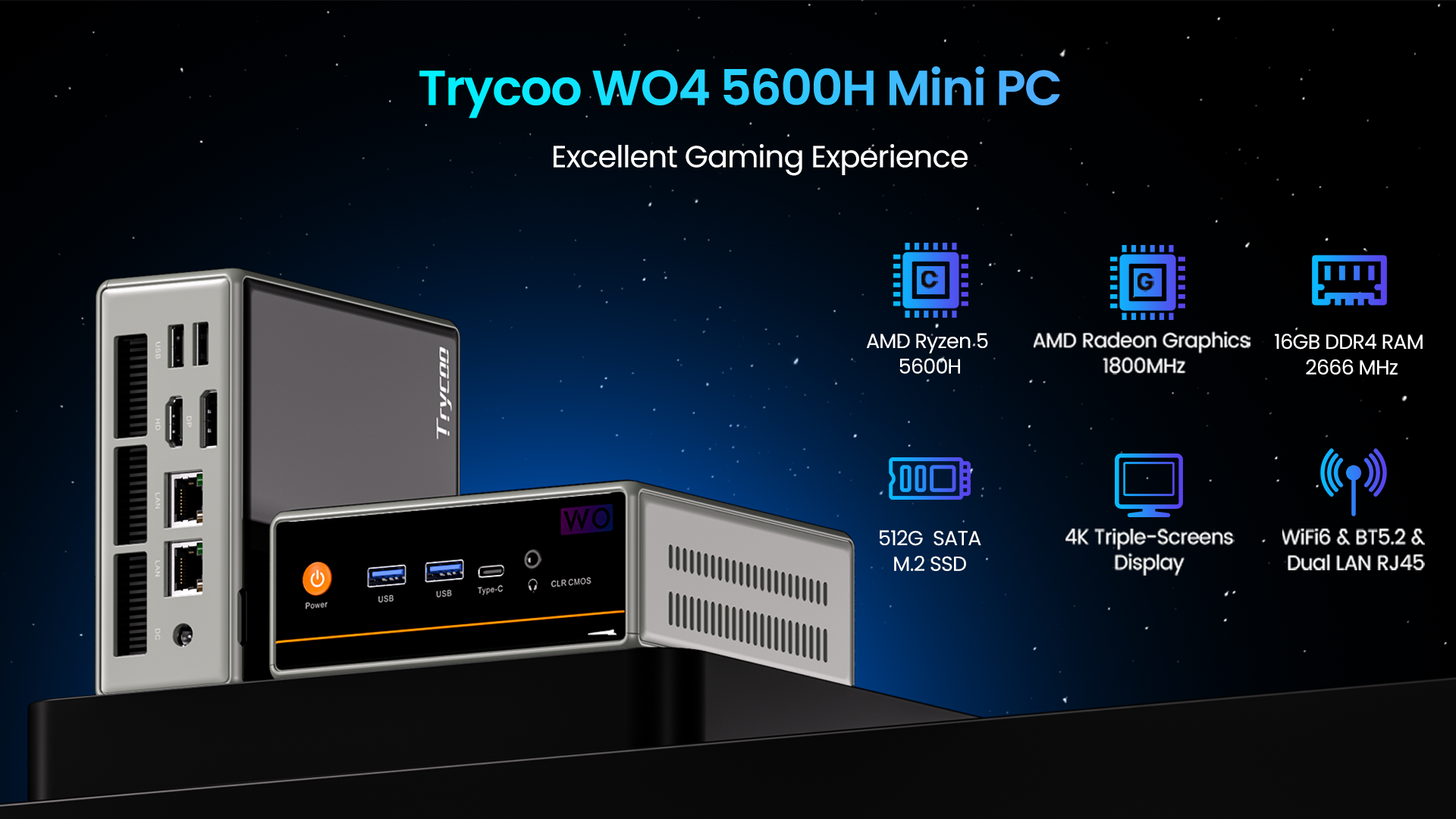 Amazon.com: Trycoo Gaming Mini PC AMD Ryzen 5 5600H 16GB DDR4 RAM